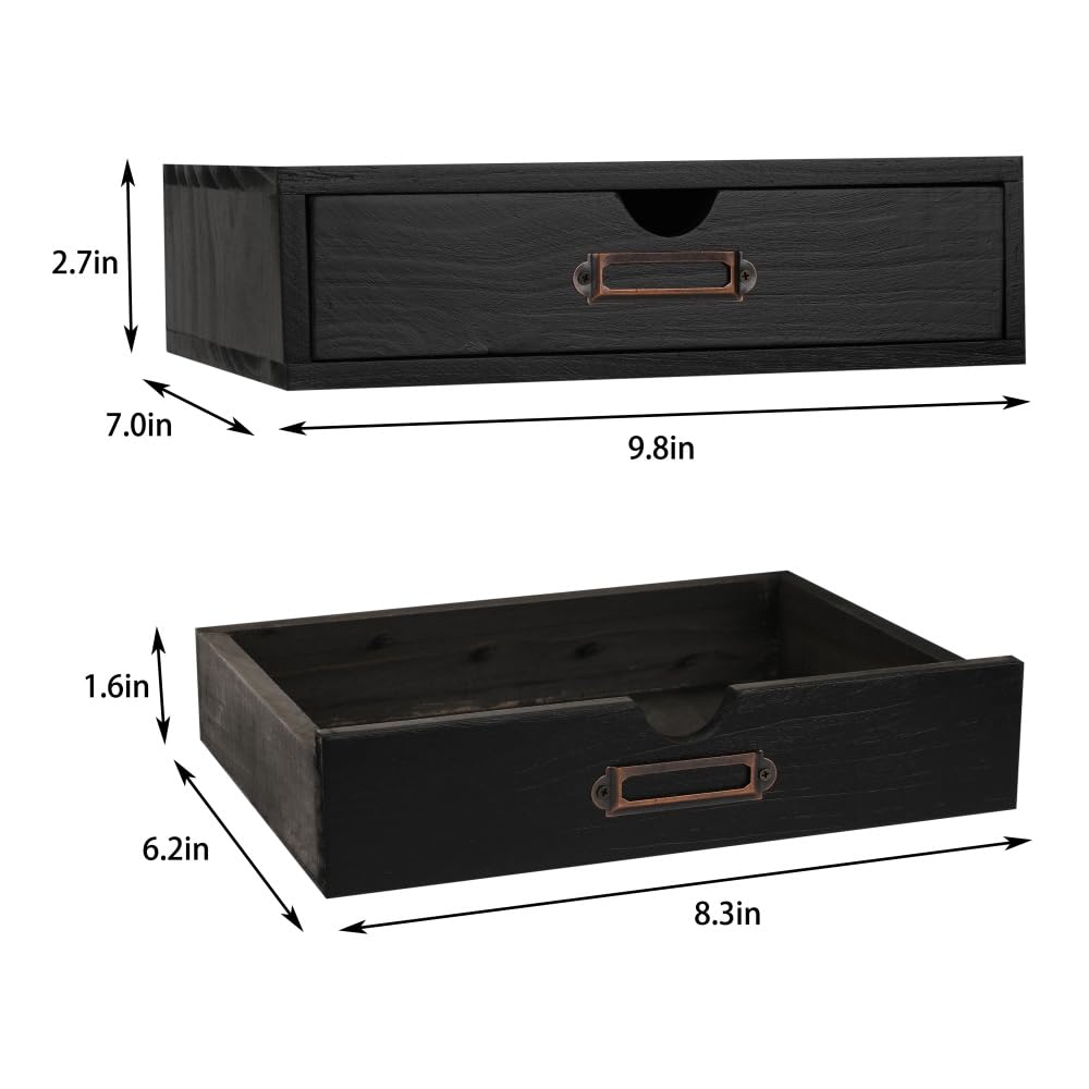 BoxSkivra Wooden Drawers Black Wood Desktop Organizer with Drawers