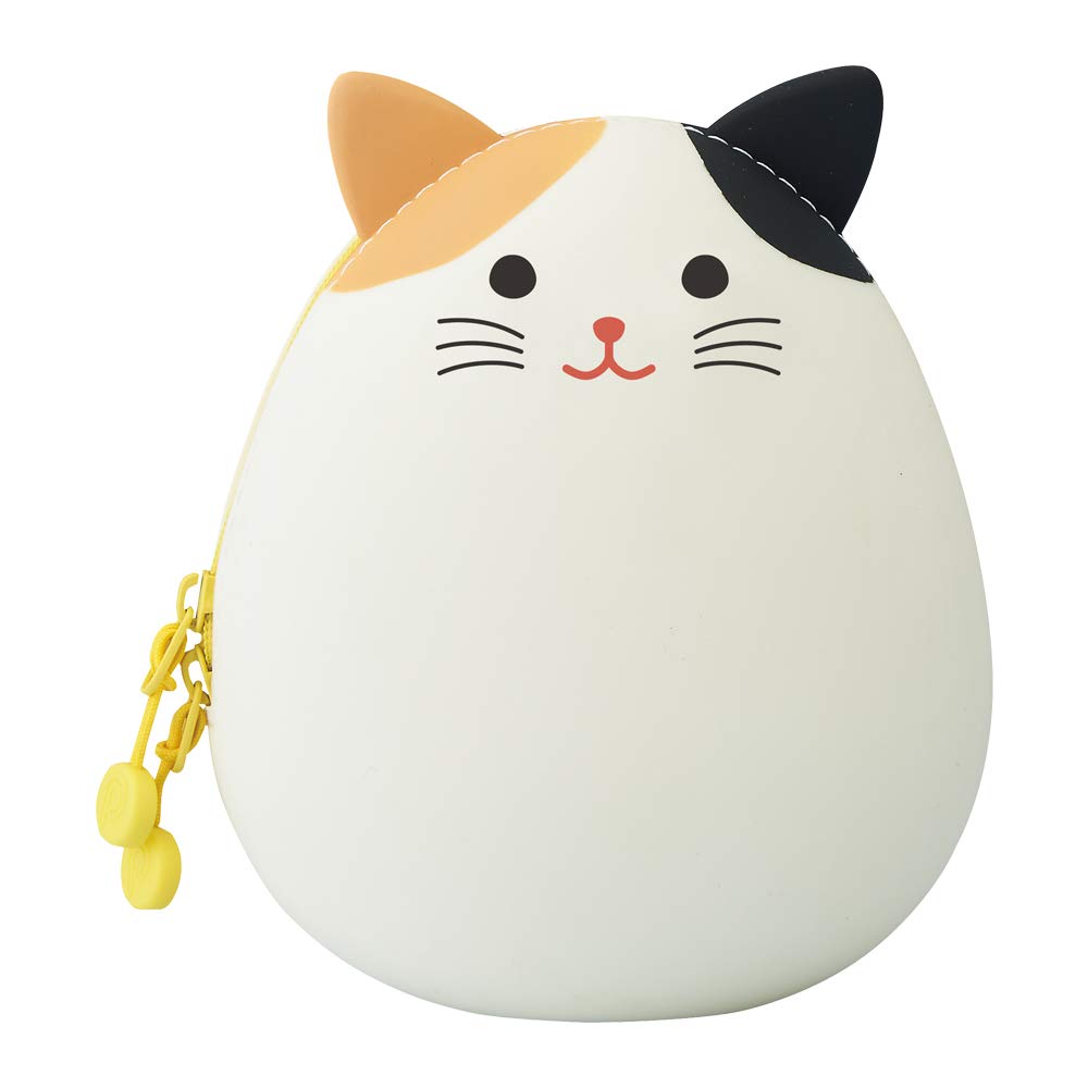 LIHIT LAB PuniLabo Zipper Pouch, Egg-Shaped, 3.8" x 4.7", Calico Cat (A7783-7), Large: 1.3 x 4.7 x