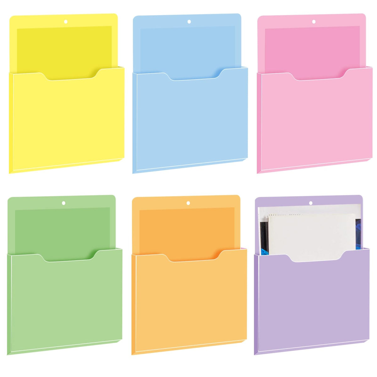 Fuutreo Magnetic Wall File Holder,6pcs,Macaron Color,Vertical-large