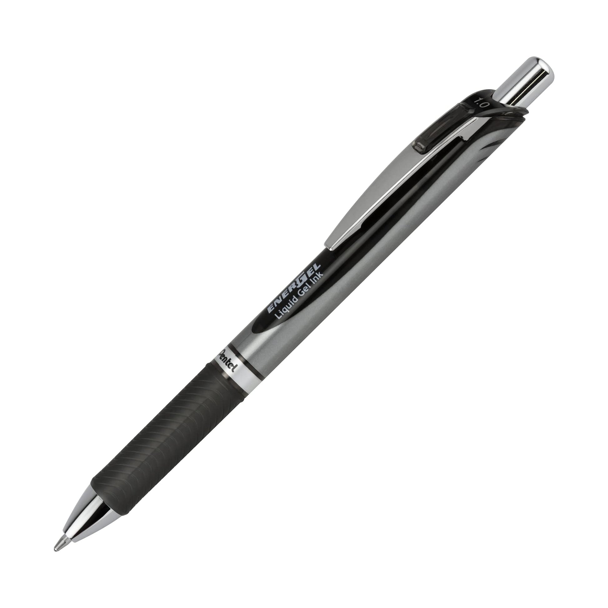 Pentel EnerGel RTX Retractable Liquid Gel Pen, (1.0mm), Bold Line, Metal Tip, Black Ink (BL80-A)