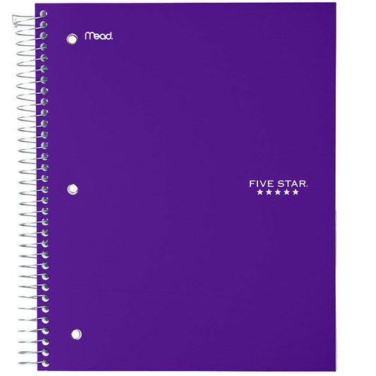 Five Star Spiral Notebook + Study App, 5 Subject, Wide Ruled 8" x 10.5" Paper, 200 Sheets, Fights