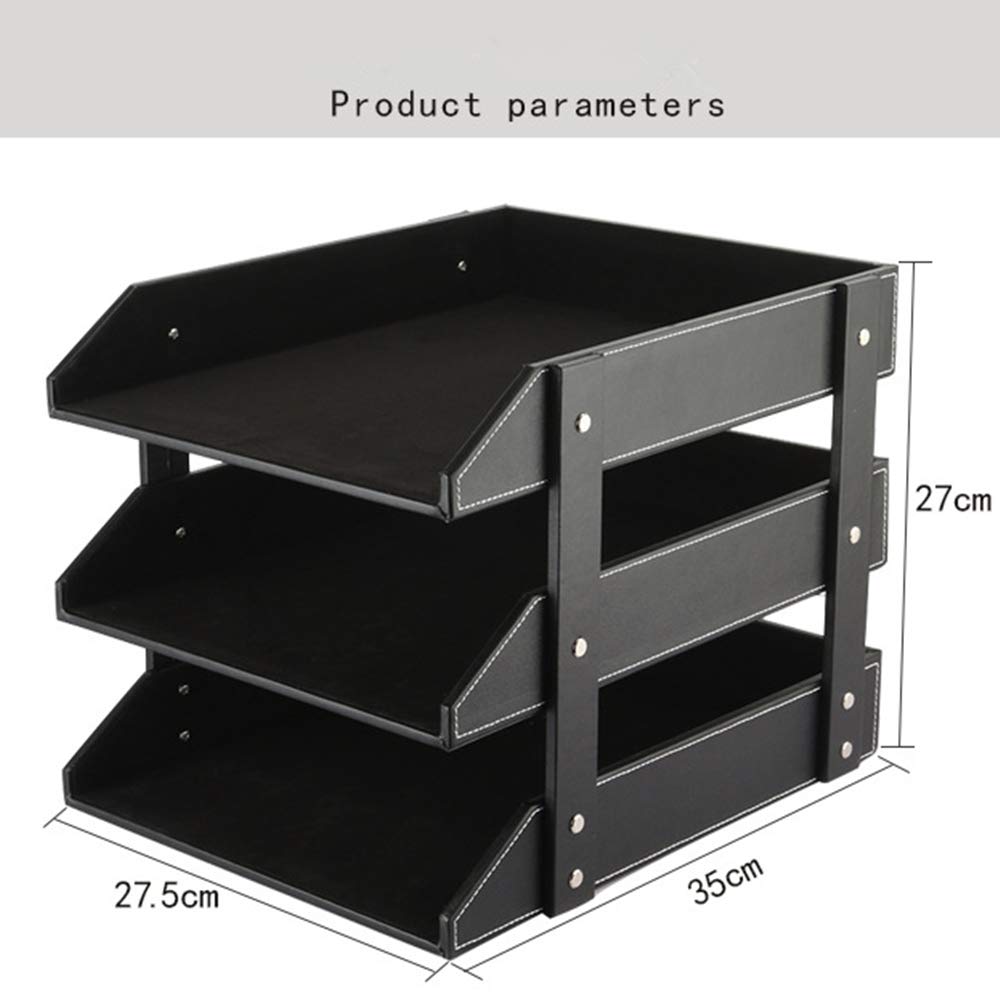 Leather Desk File Organizer, 3-Layer Stackable Tray, Used to Store documents, folders, Stationery