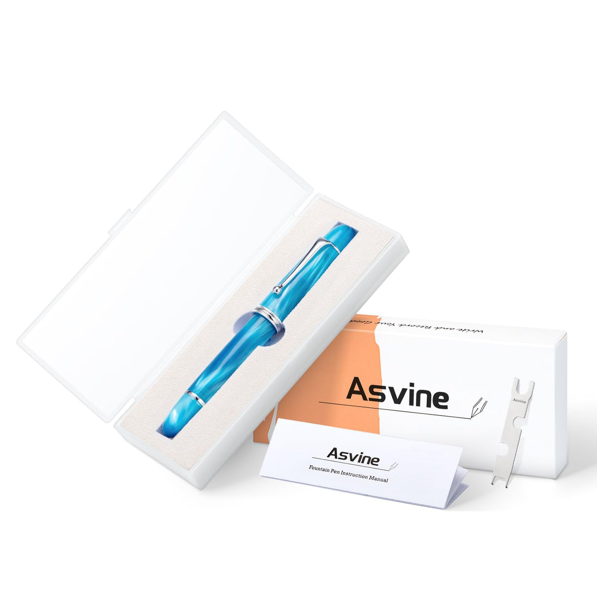 Asvine V800 Fountain Pen – Vacuum Filling System with Large Ink Capacity – Smooth Number 8 Fine Nib