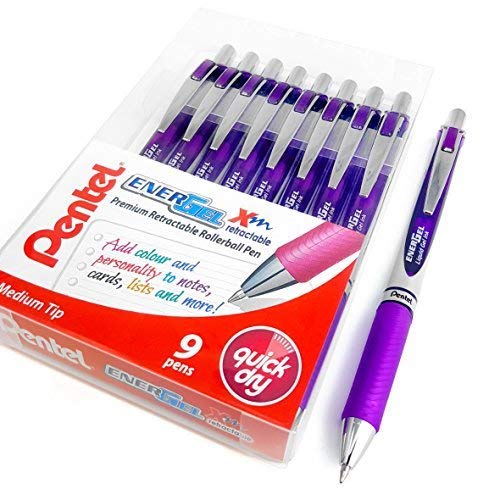 ENERGEL Pentel XM BL77 - Retractable Liquid Gel Ink Pen - 0.7mm - 52% Recycled - Wallet of 9