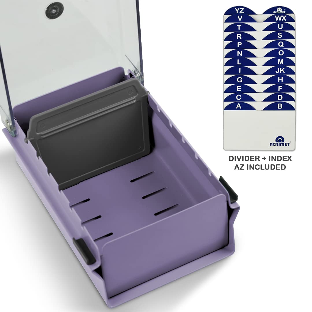 Acrimet Index Business Card Size File Holder Organizer Box Metal Base Heavy Duty (AZ Index Cards