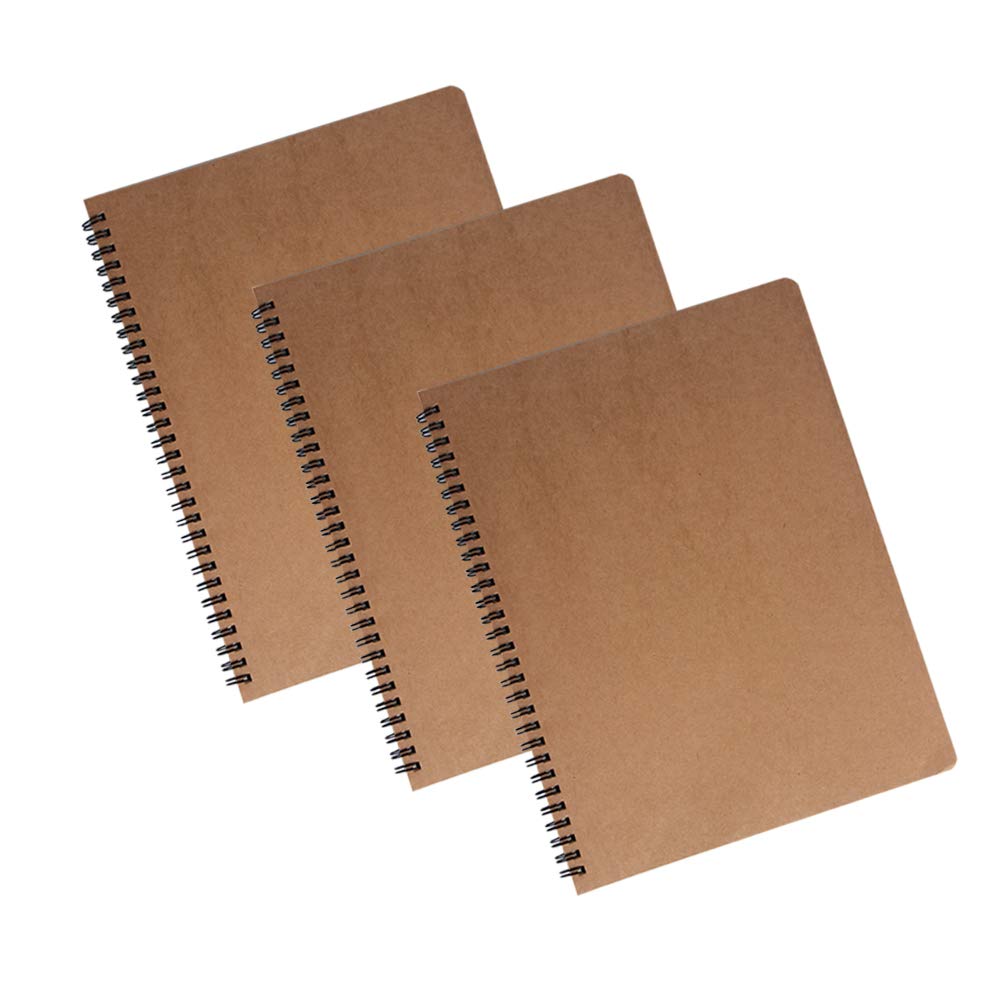 zmybcpack 3 Pack Spiral Blank Journal Notebook, 8 x 10.5 inch Sketchbooks