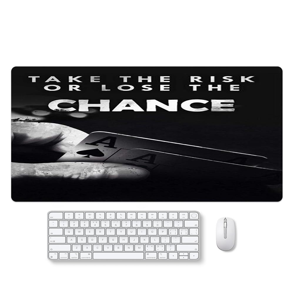 Reateforin Take The Chance Motivational Desk Mat Black,Inspirational Large Mouse Pad 31.5"x15.7"