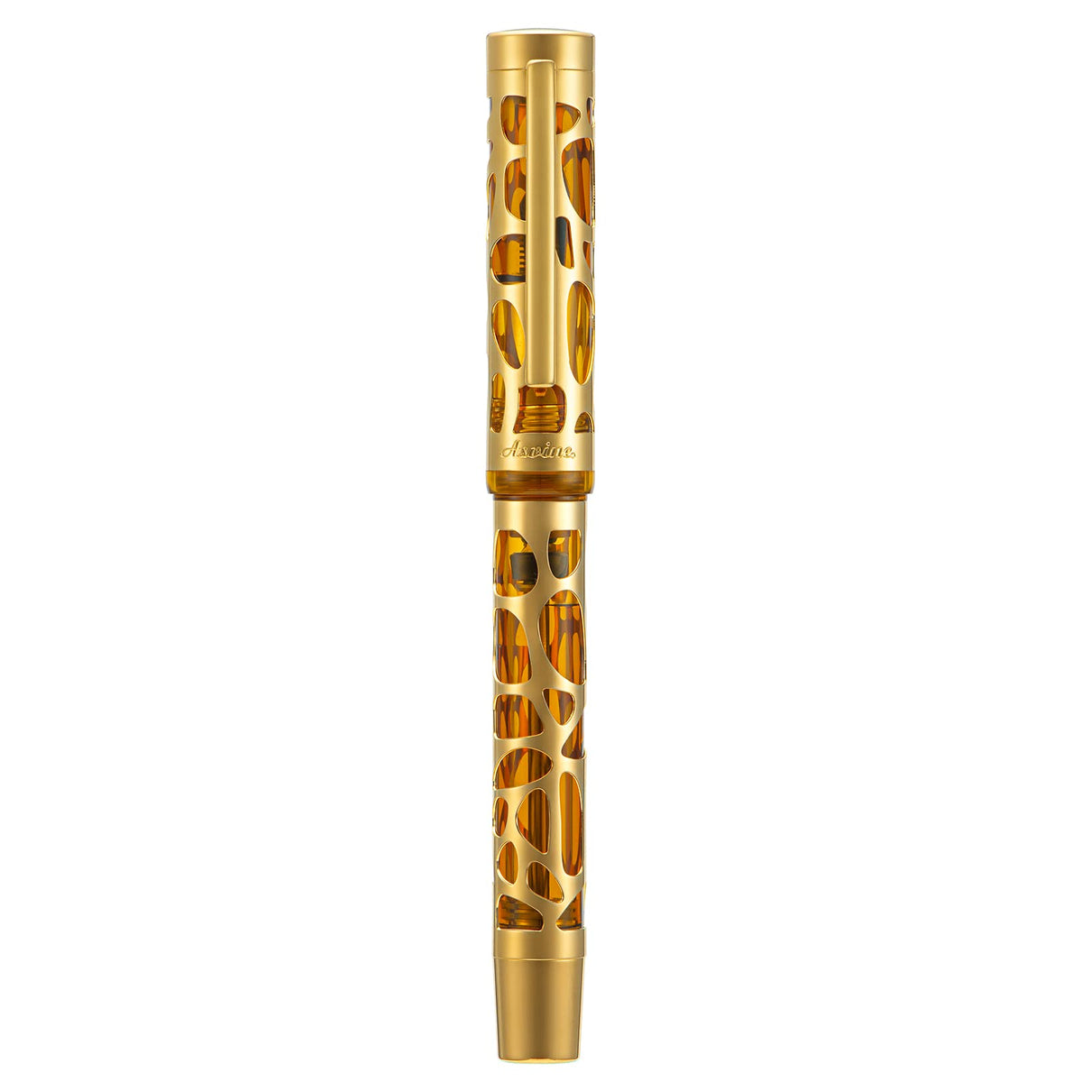 Asvine V169 Vacuum Filling Fountain Pen Extra Fine Nib, Water Drop Skeleton Gold Trim Transparent