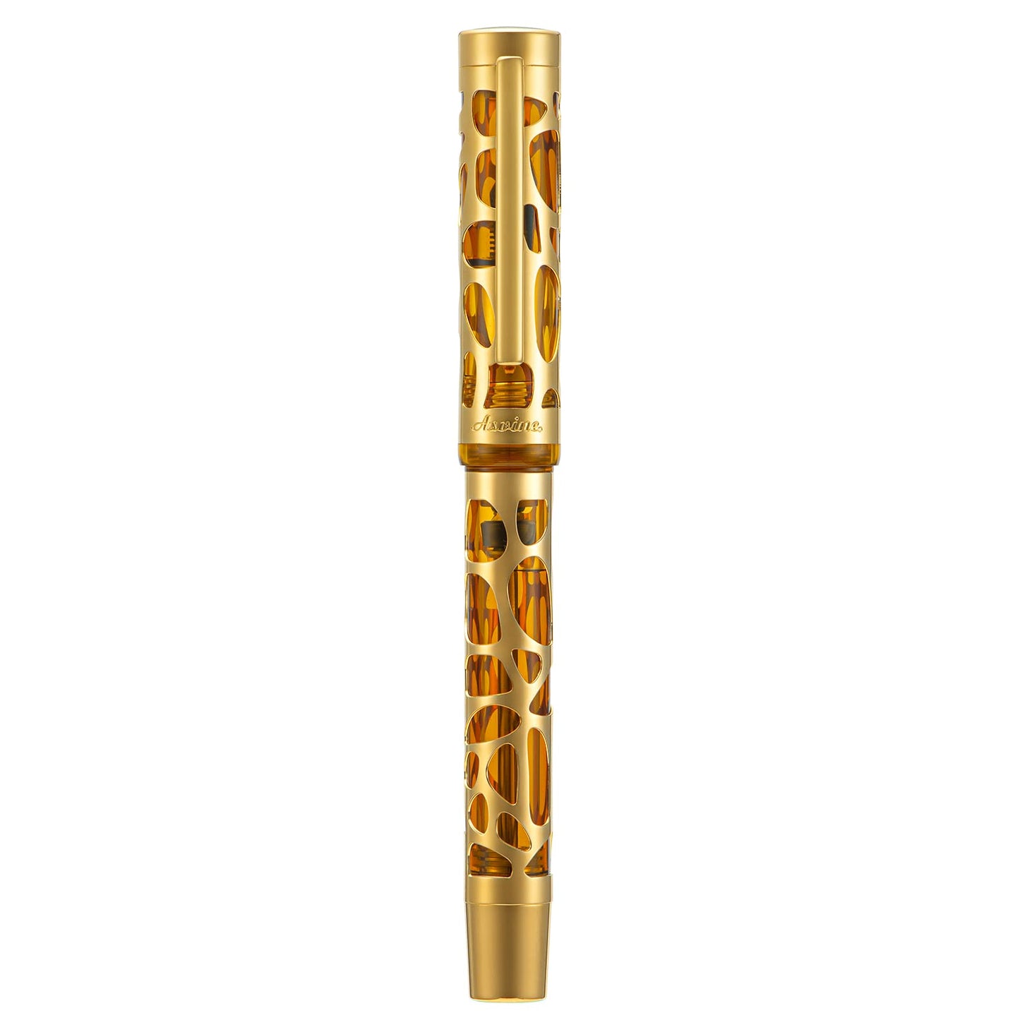 Asvine V169 Vacuum Filling Fountain Pen Medium Nib, Water Drop Skeleton Gold Trim Transparent