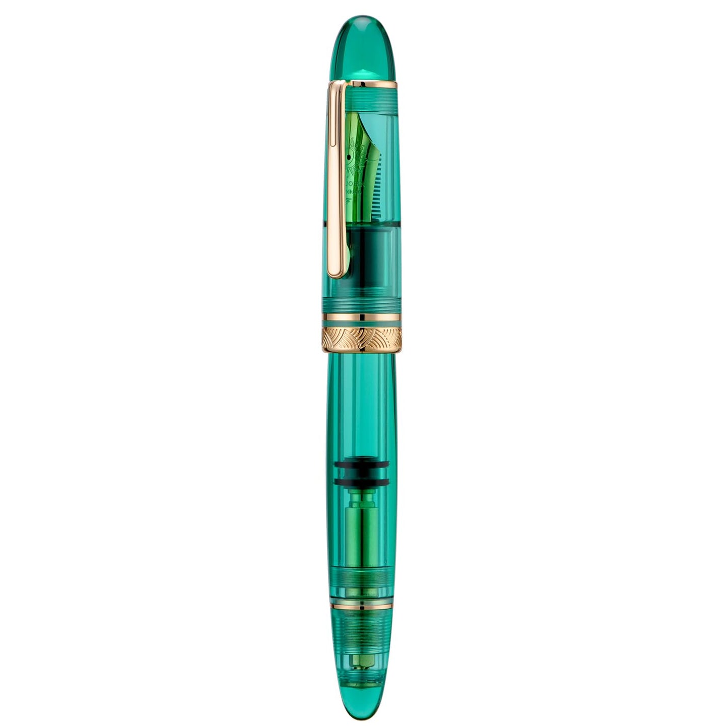 erofa Majohn P140 Piston Fountain Pen NO.8 Medium Nib, Large Capacity Transparent Green Acrylic