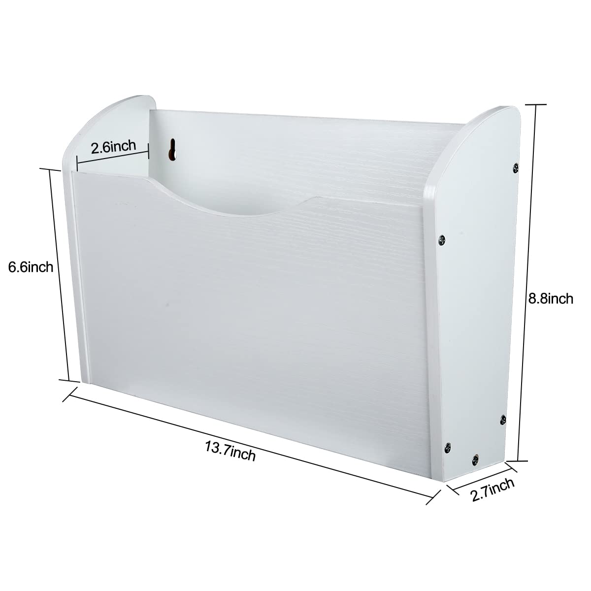 PAG-Mass Wall File Holder Wall Mounted Wood Hanging File Organizer for Office, 2 Pockets, White