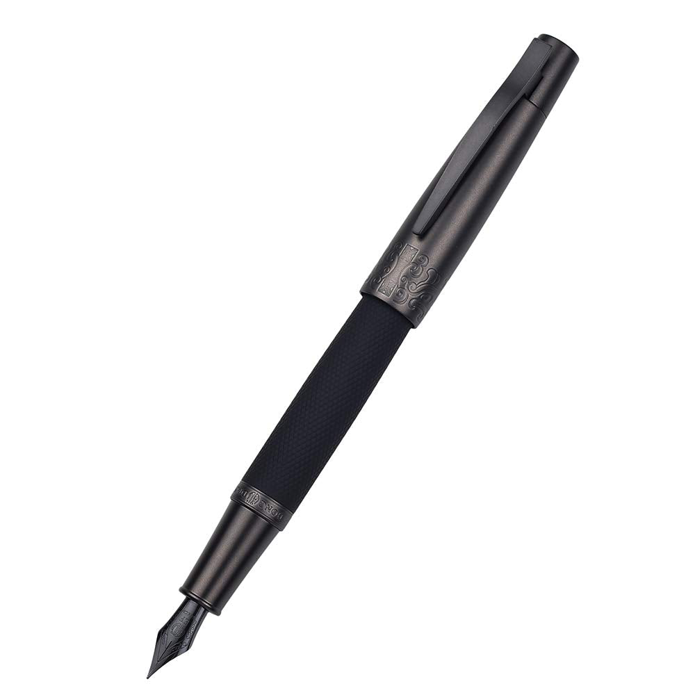 6013 Pure Black Solid Metal Fountain Pen Extra Fine Nib, Senior General Ink Converter Pen Metal Box
