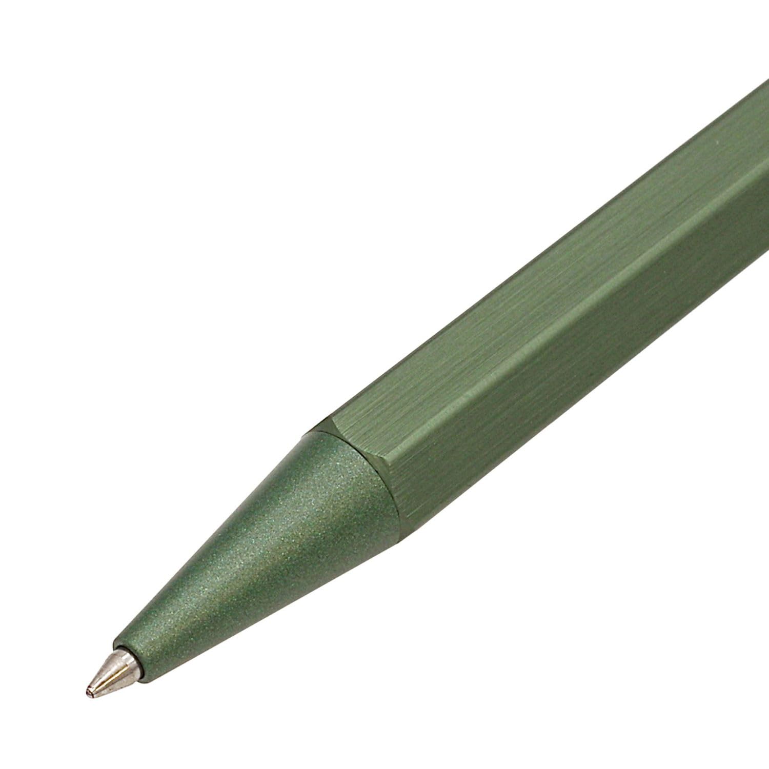 RHODIA 9387C - scRipt Refillable Ballpoint Pen Hexagonal Brushed Aluminium Barrel - Sage - 0.7 mm