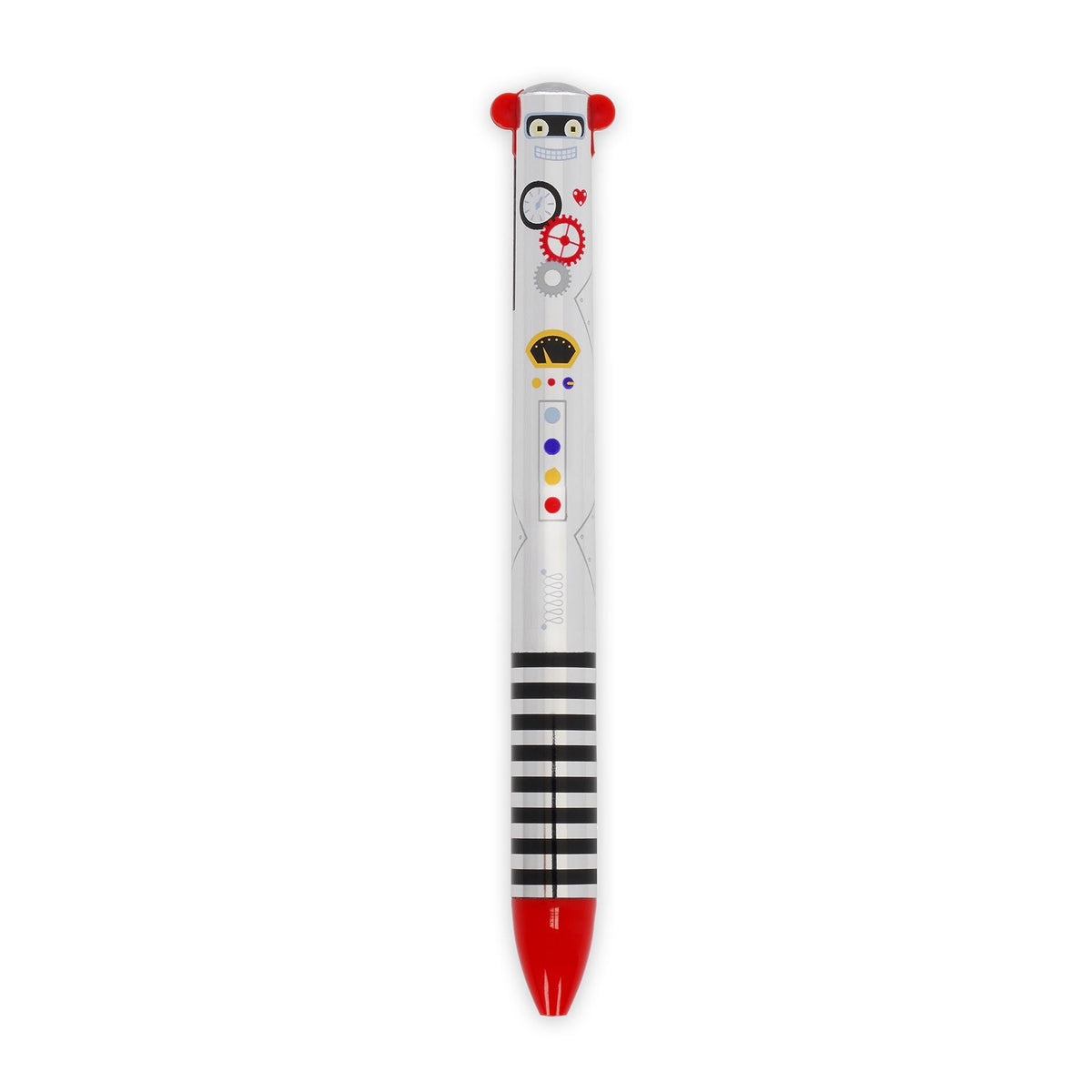 LEGAMI - Two-Tone Click&Clack Pen, Red and Black Ink, Click & Clack Pen, Cute Robot Pen, Gift Idea