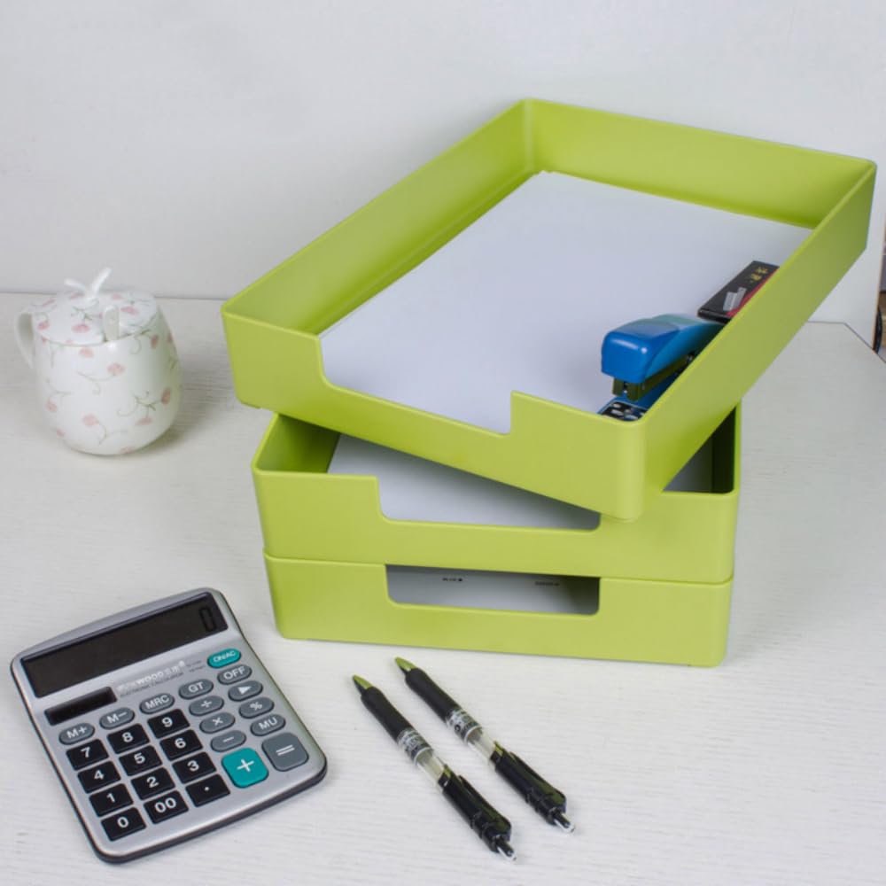 RHONZHAO Letter Tray, 2 Pack Stackable Desk Organizer for Office