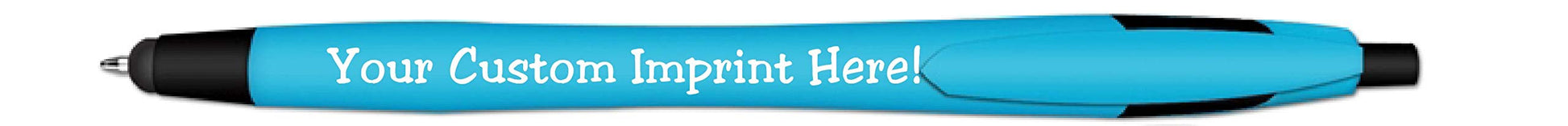 Ballpoint Soft Touch Personalized Ink Pens with Stylus Tip - The Jewel - Click action - Custom