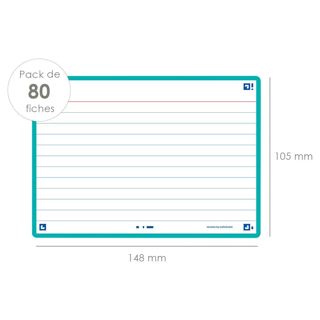 Flash Cards, Ruled with Mint Frame, A6, Pack of 80