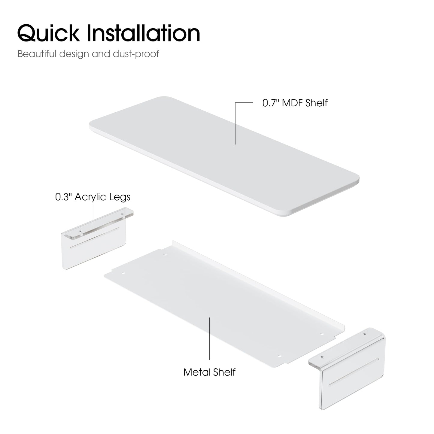 Fenge 23.6" Monitor Stand with Clear Acrylic Legs, White