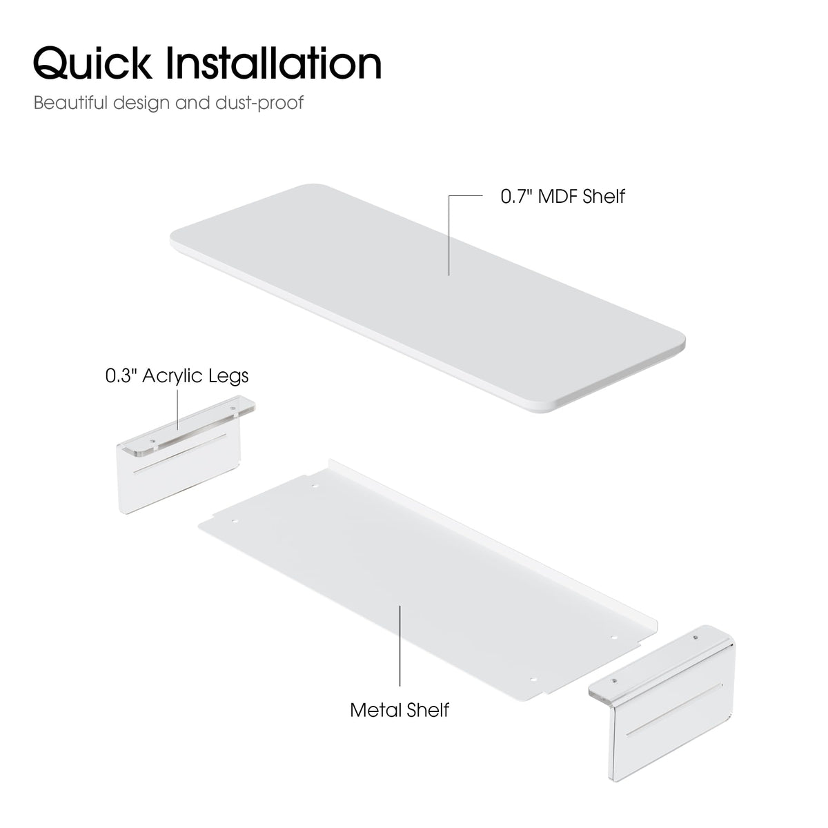 Fenge 23.6" Monitor Stand with Clear Acrylic Legs, White