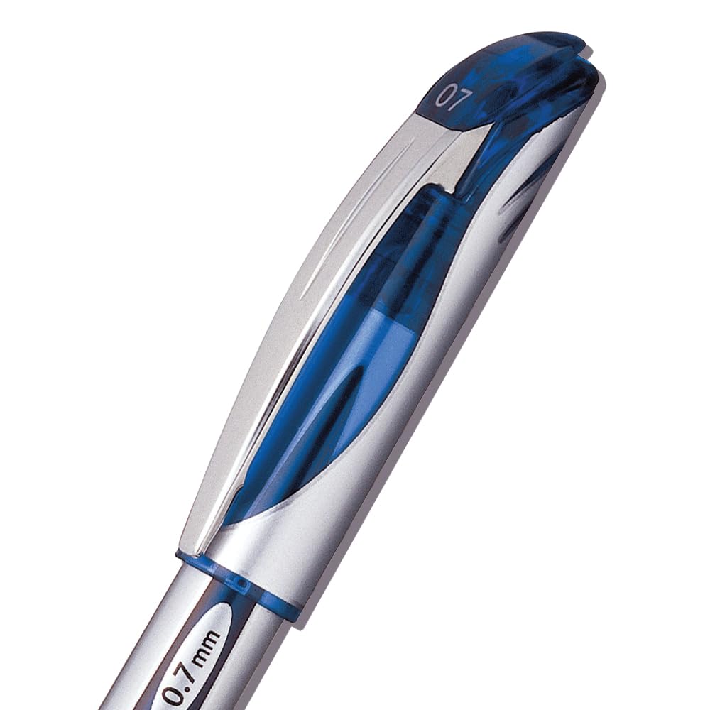 Pentel EnerGel Deluxe Liquid Gel Pen, Medium Line, Metal Tip, Blue Ink, Box of 12 (BL57-C)