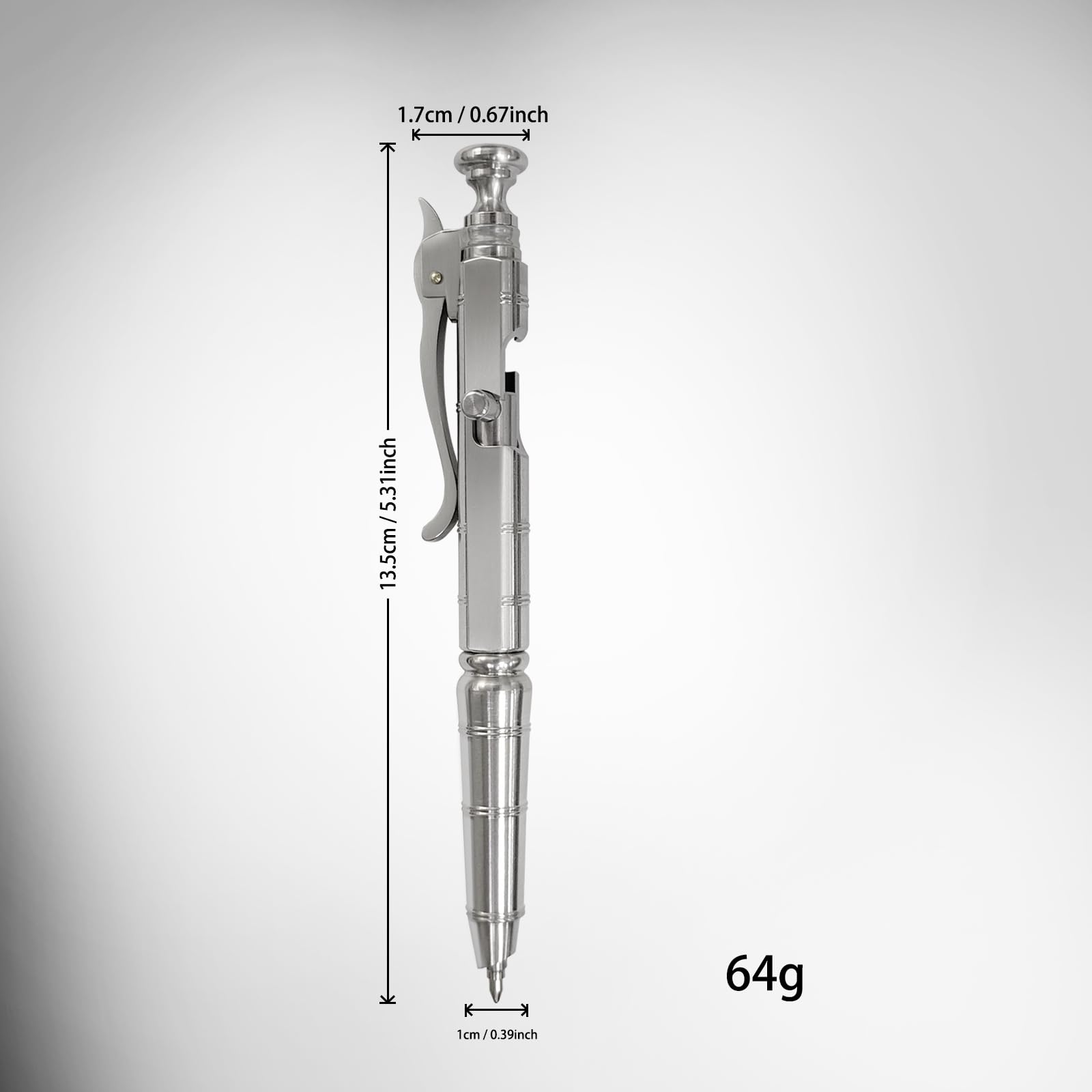 Dr. Metalleung Heavy Duty Stainless Steel Bolt Action Pen - Tactical EDC Retractable Ballpoint Pen