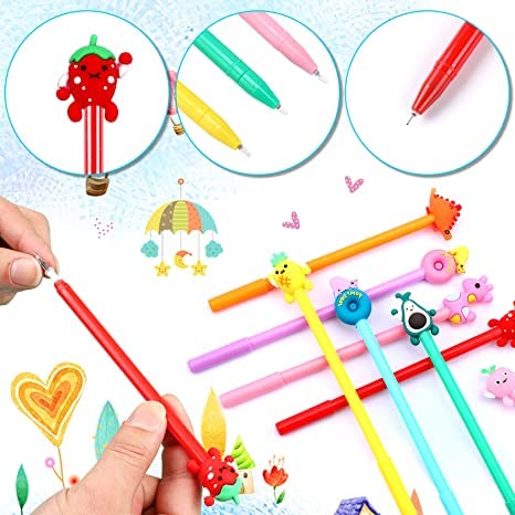 SANNIX 100 Pieces Cartoon Cute Pens Gel Ink RollerBall Pens Bulk Assorted