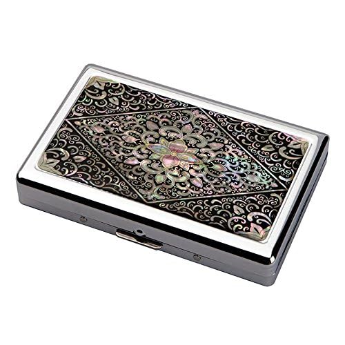 Mother of Pearl Design Extra Long 100S Super Slim King Size 16 Cigarette Engraved Metal Steel RFID