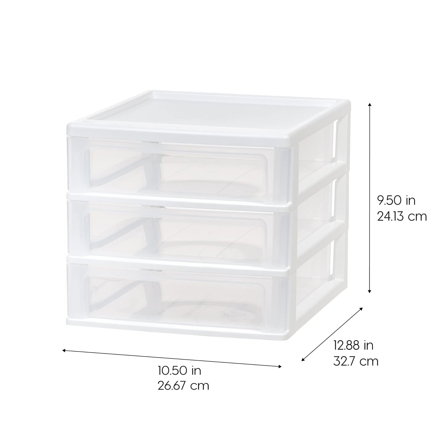 IRIS USA 2-Pack, 3-Drawer Medium Plastic Stacking Desktop Organizer, White