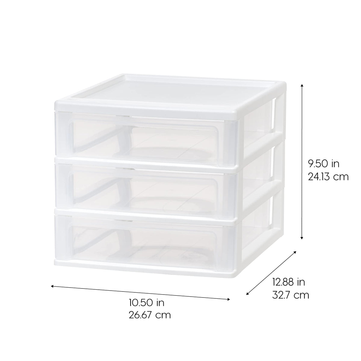 IRIS USA 2-Pack, 3-Drawer Medium Plastic Stacking Desktop Organizer, White