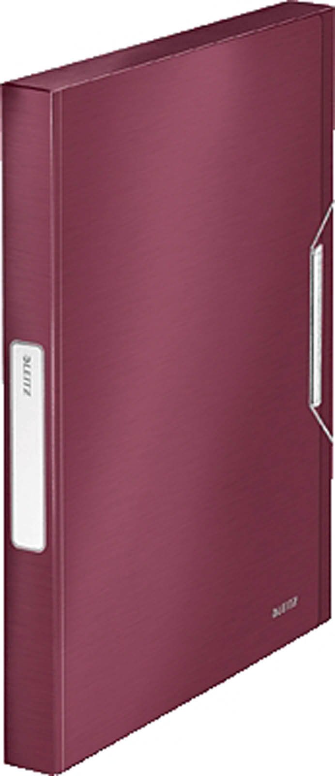 Leitz 39560028 Box File, Holds up to 250 A4 Sheets, Elastic Closure, Flexible Plastic, Garnet Red