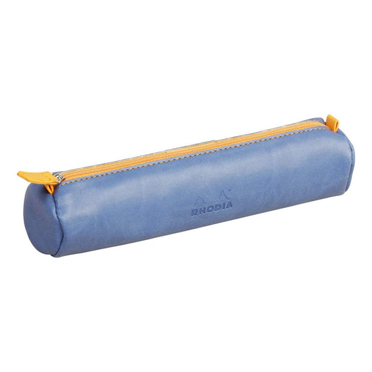 Rhodia 318898C - Rhodiarama Saphir Round Pencil Case - 21.5 x 5.5 cm - Genuine Orange Stitching