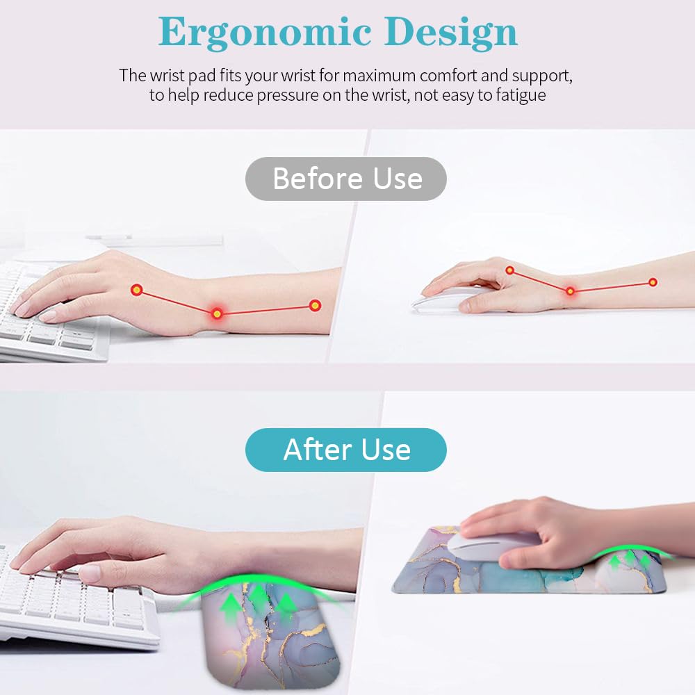 LATEEFAH Mouse Pad Wrist Support, Ergonomic Mouse Pad, Memory Foam Mouse Pad with Wrist Rest