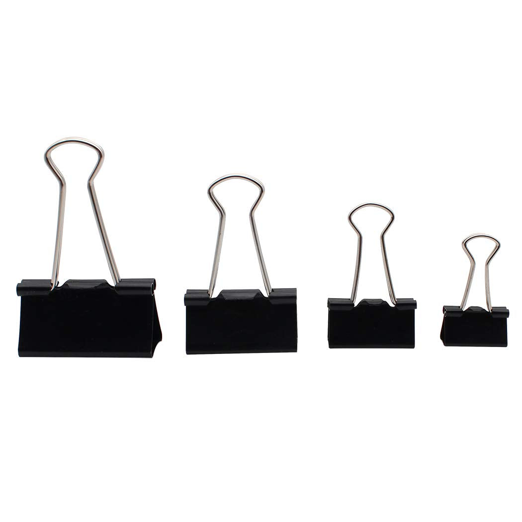 Zoohot Binder Clips Paper Clamps Assorted Sizes 48 Count, 41mm, 32mm, 25mm, 19mm (Black)