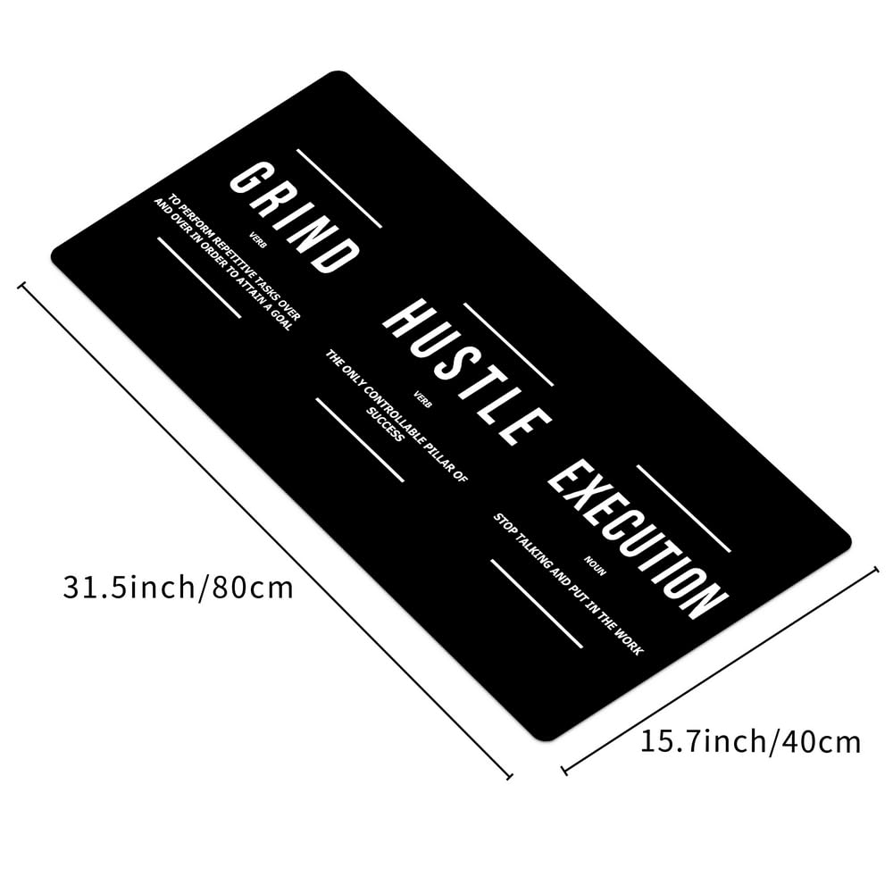 Reateforin Inspirational Black Hustle Rectangle Mouse Pad Non Slip Rubber Base Cool Full Desk Mouse