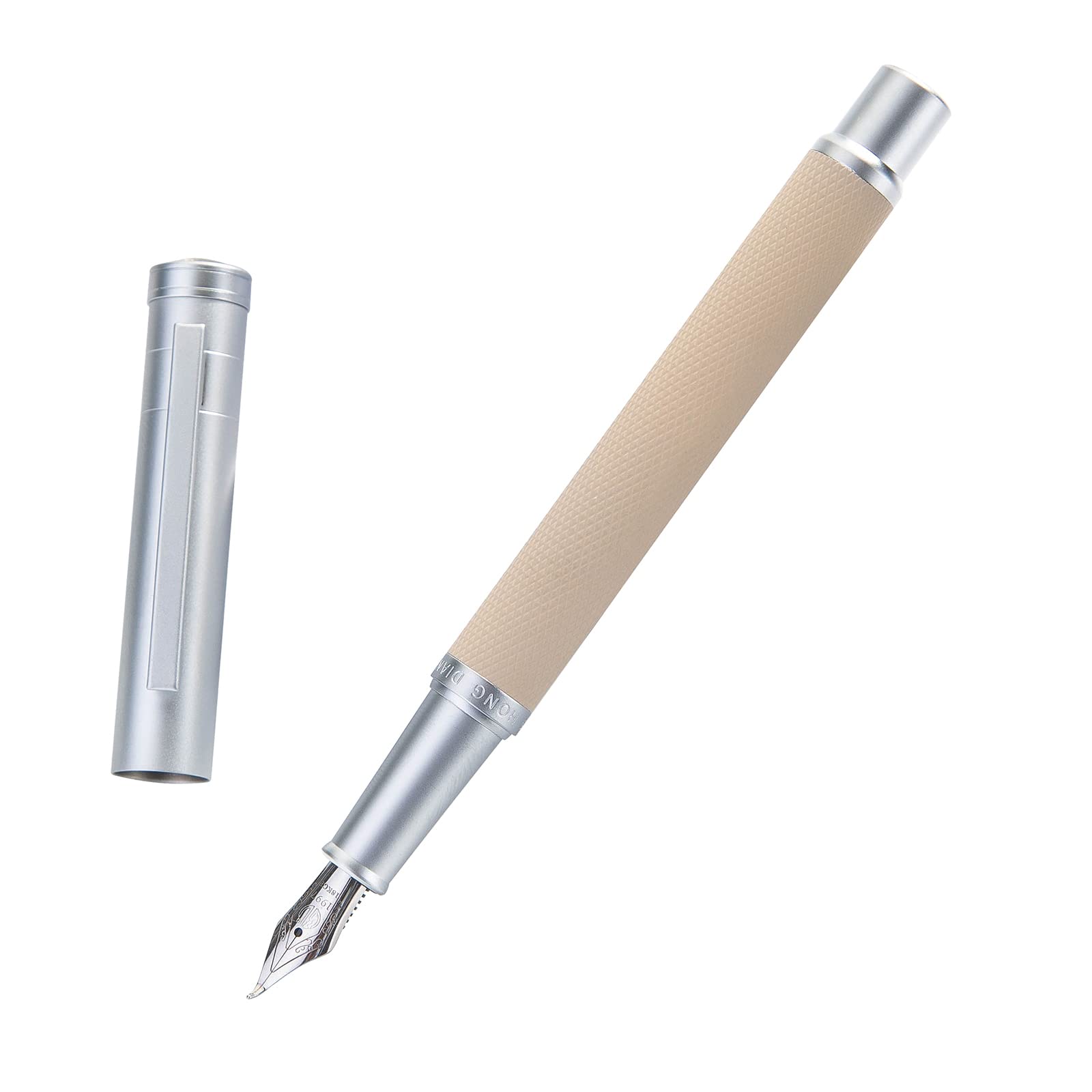 Silver Birch Forest Aluminum Fountain Pen Bent Nib (Fine to Broad) with Metal Box Fude Pen Set By