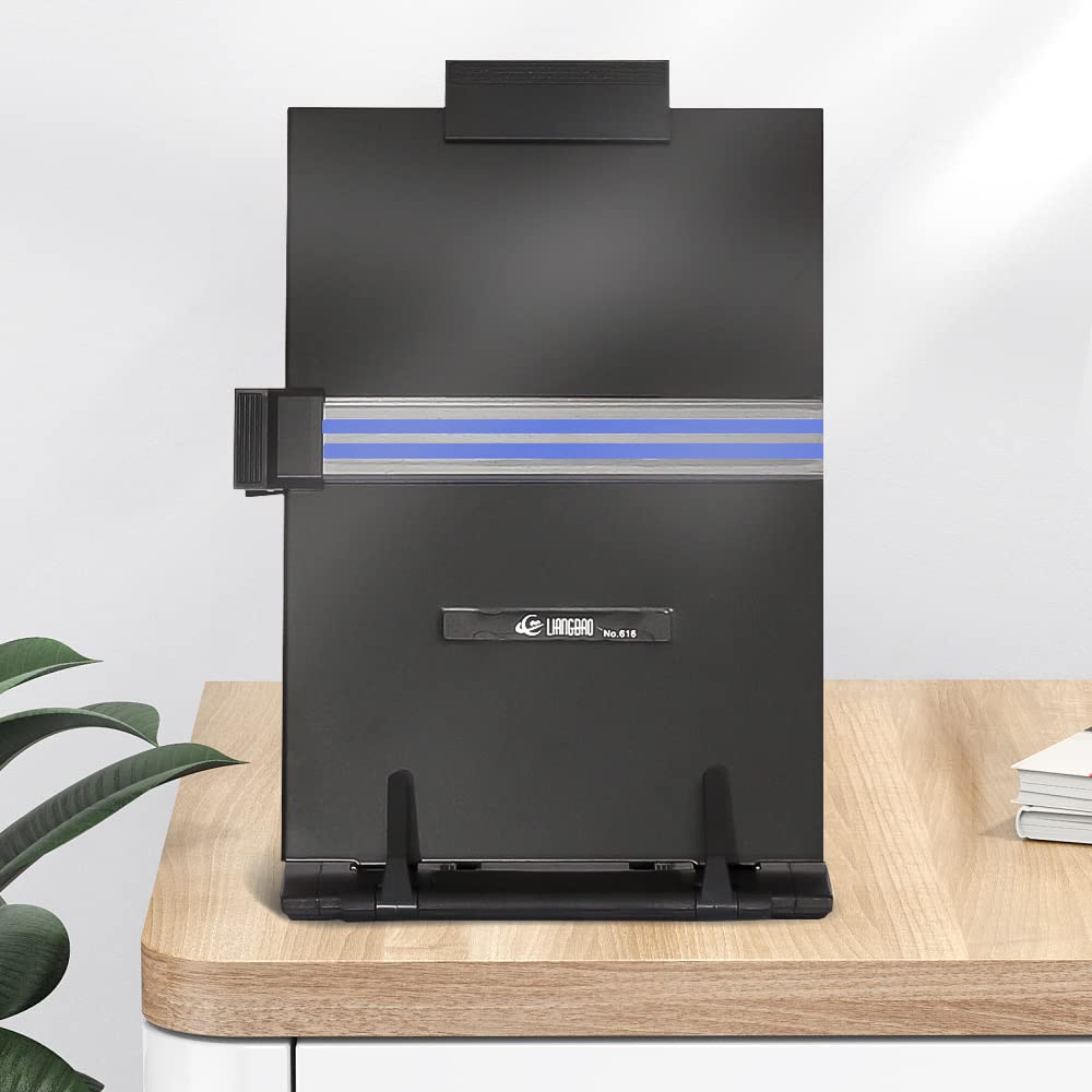 OSPNIEEK 2 Pack Desktop Document Holder Stand with 7 Adjustable Position, Black Metal File