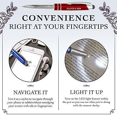 Personalized Pen, 3-in-1 Ballpoint Pen, Touch Screen Pen Stylus, & Flashlight- Customized for Men