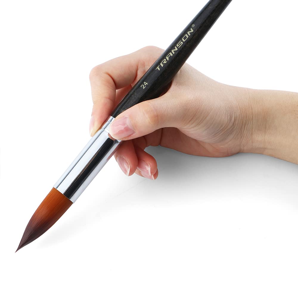 Transon 13pcs Round Paint Brush Set Synthetic Bristle Complete Round Brush Set for Watercolor