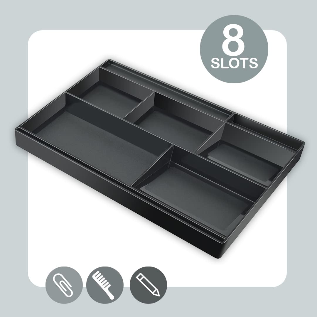 Acrimet Desk Drawer Organizer Tray with 8 compartments Bin Multi-Purpose for Desk Supplies and