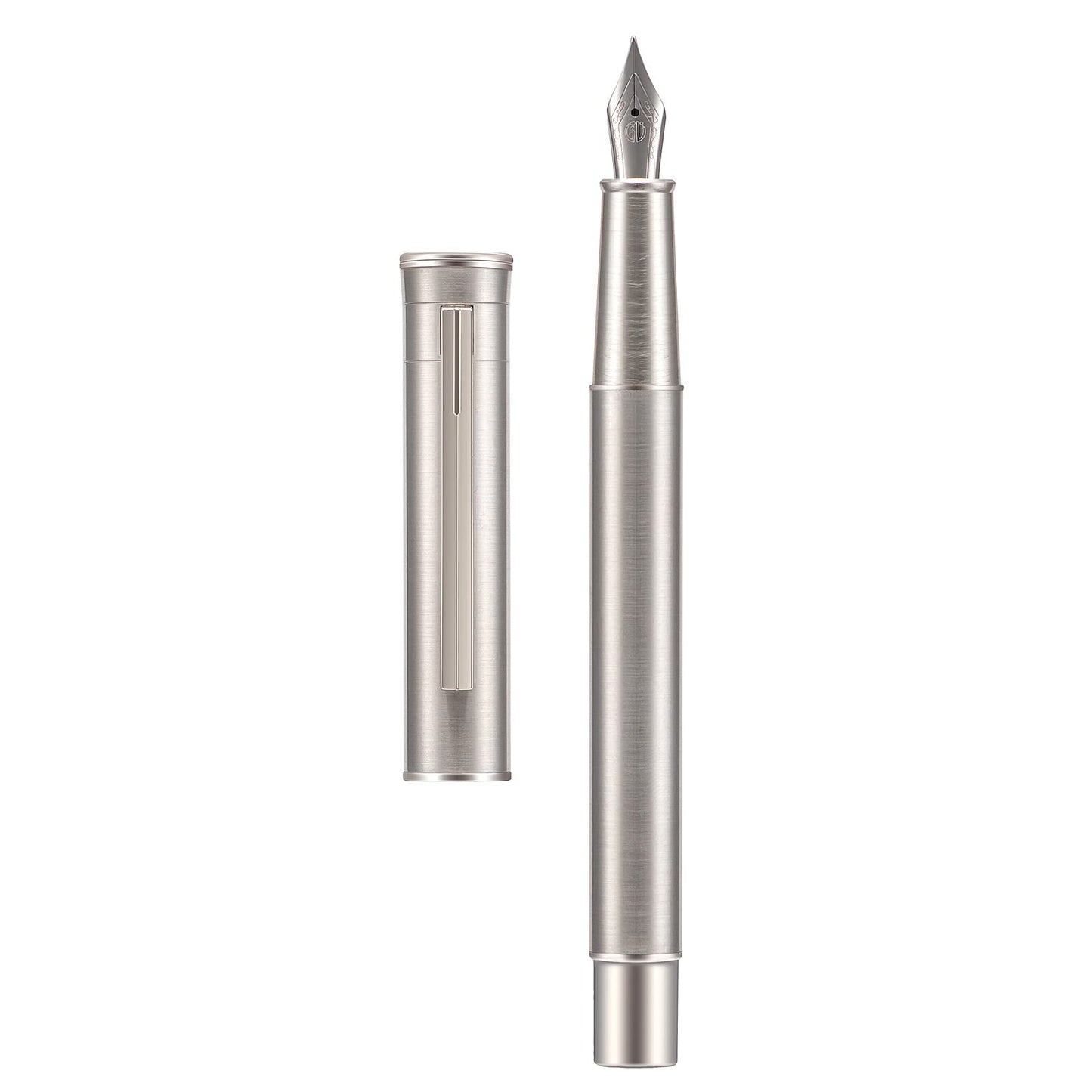 Hongdian 1861 Stainless Steel Fountain Pen Extra Fine Nib, Classic Design Smooth Writing Pen with