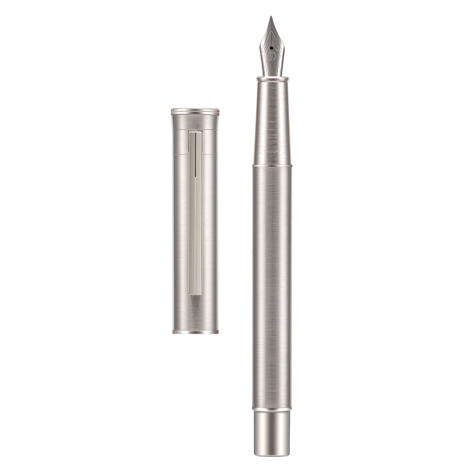 Hongdian 1861 Stainless Steel Fountain Pen Extra Fine Nib, Classic Design Smooth Writing Pen with