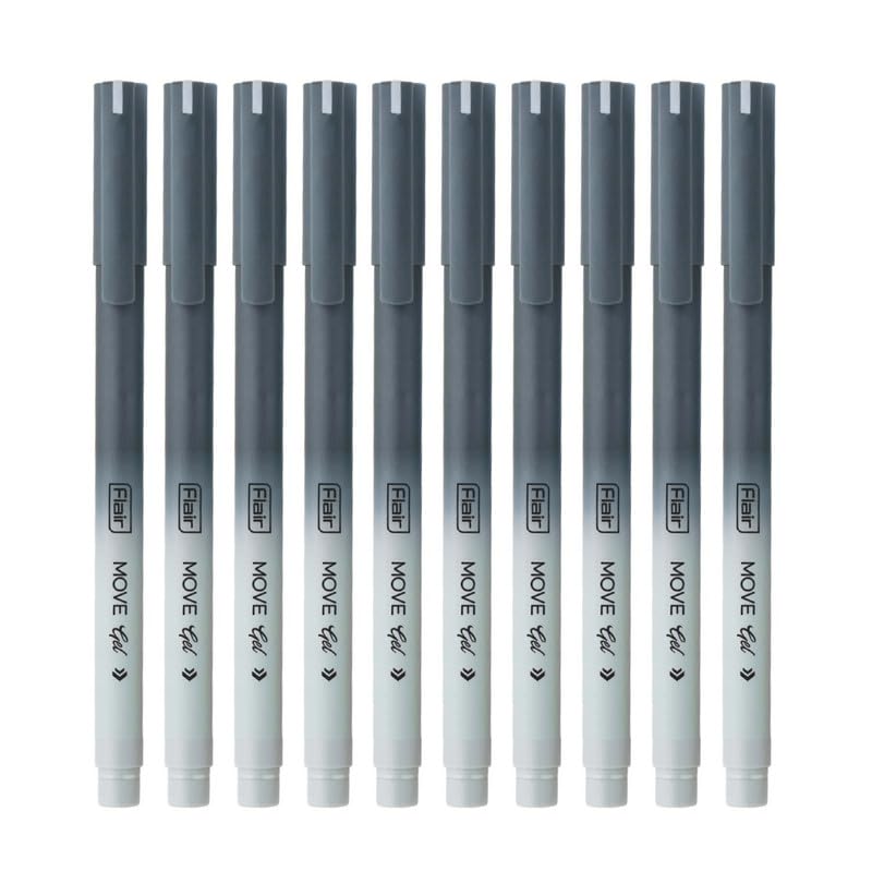 FLAIR Move Gel Pen | Black & Grey Aesthetic Pastel Matt Finished Body | Effortless Writing With