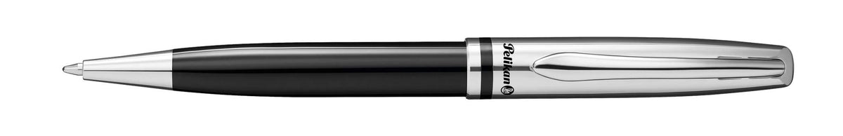 Pelikan Jazz Classic Ballpoint Pen, Medium Nib, Blue Ink Refill Included, Metal, Black, Blister