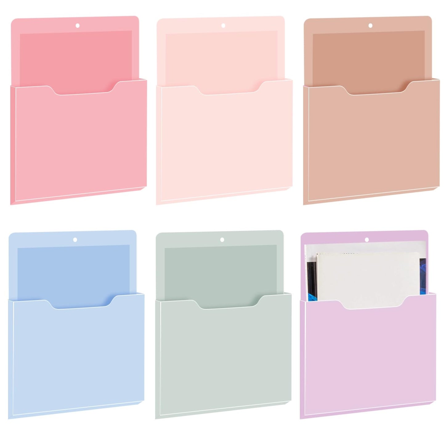 Fuutreo Magnetic Wall File Holder,6pcs,Aesthetic Color,Vertical-large
