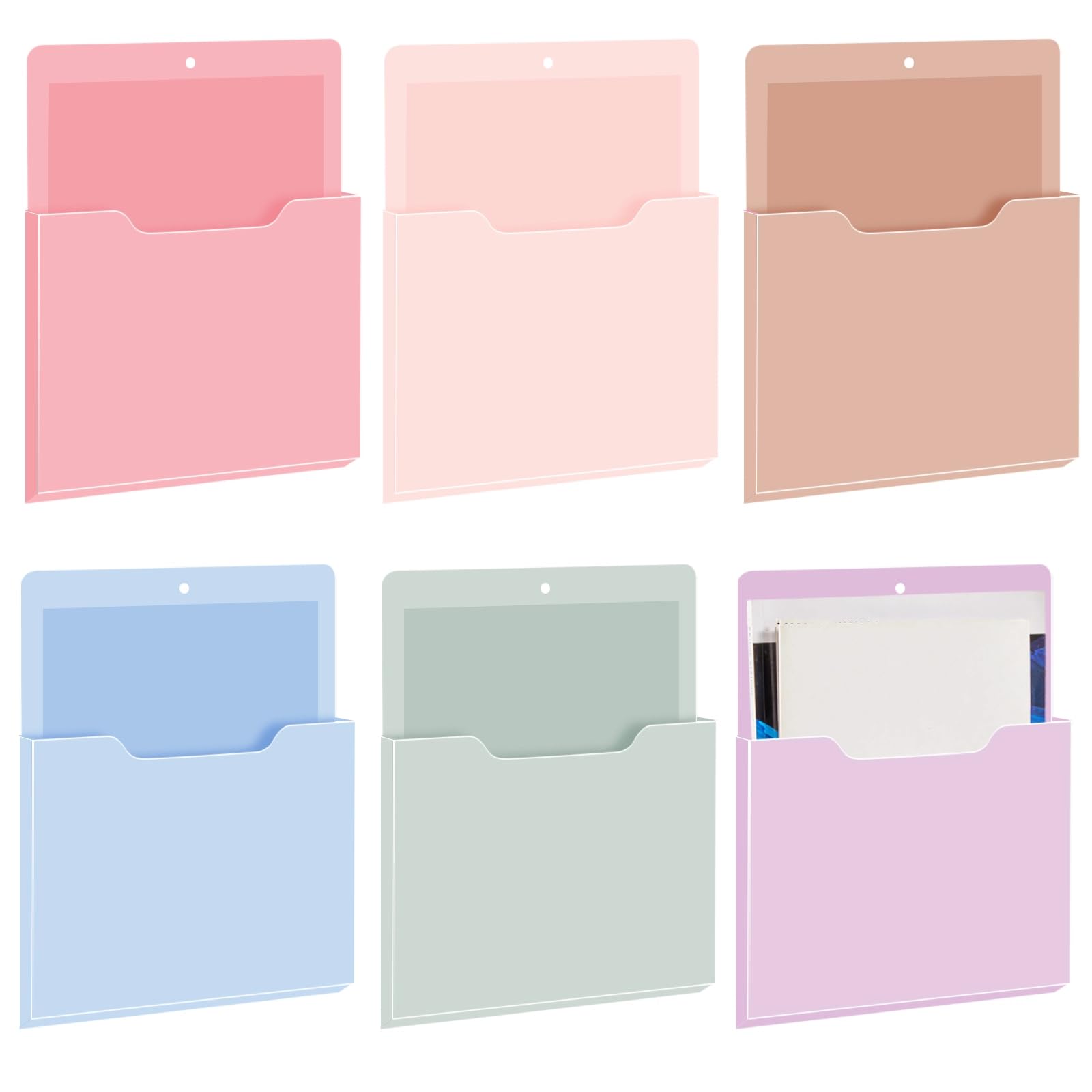 Fuutreo Magnetic Wall File Holder,6pcs,Aesthetic Color,Vertical-large