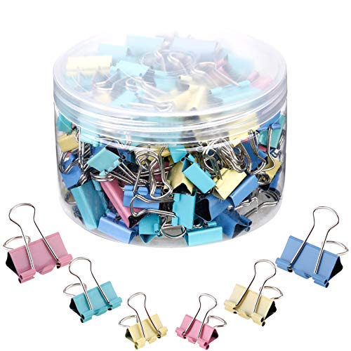 TecUnite 150 Pcs Colored Binder Clips Assorted Sizes