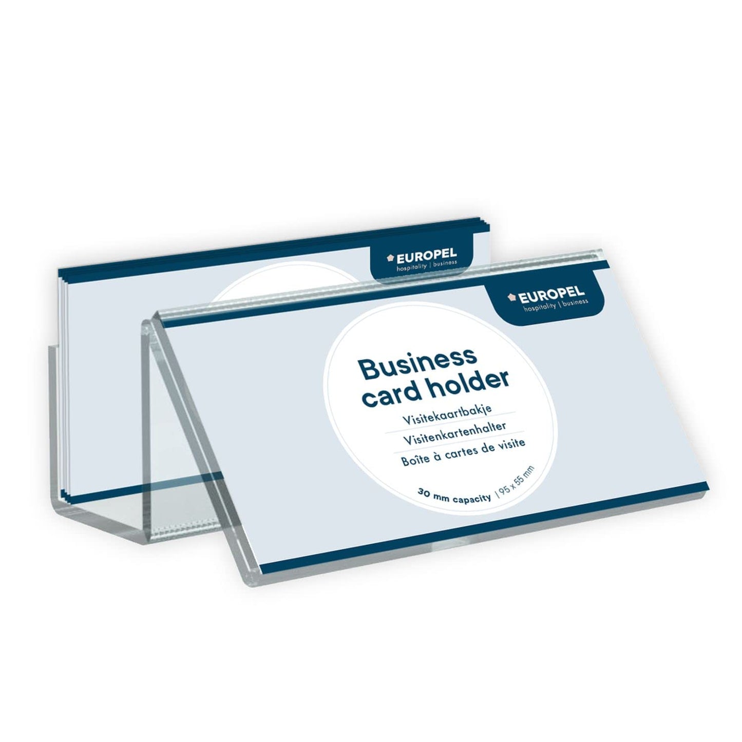 Europel-Business Card Holder, Crystal Clear Acrylic, 30mm, Counter, 350091