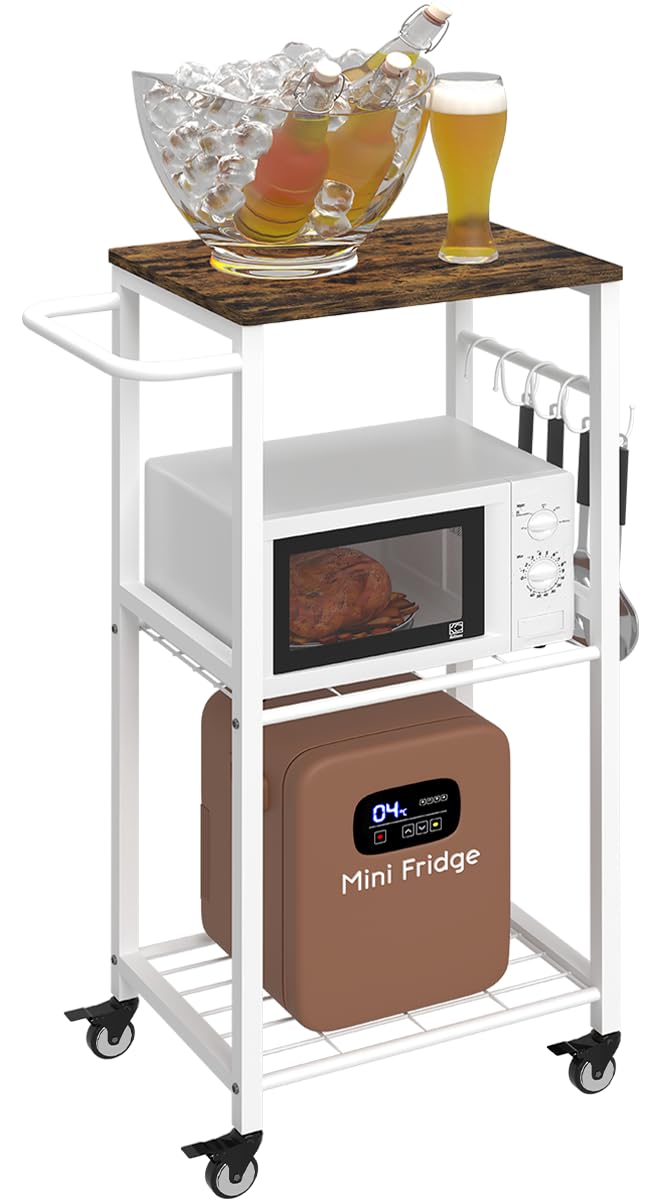 Sungaryard Kitchen Microwave Stand Cart with Storage Rack, White