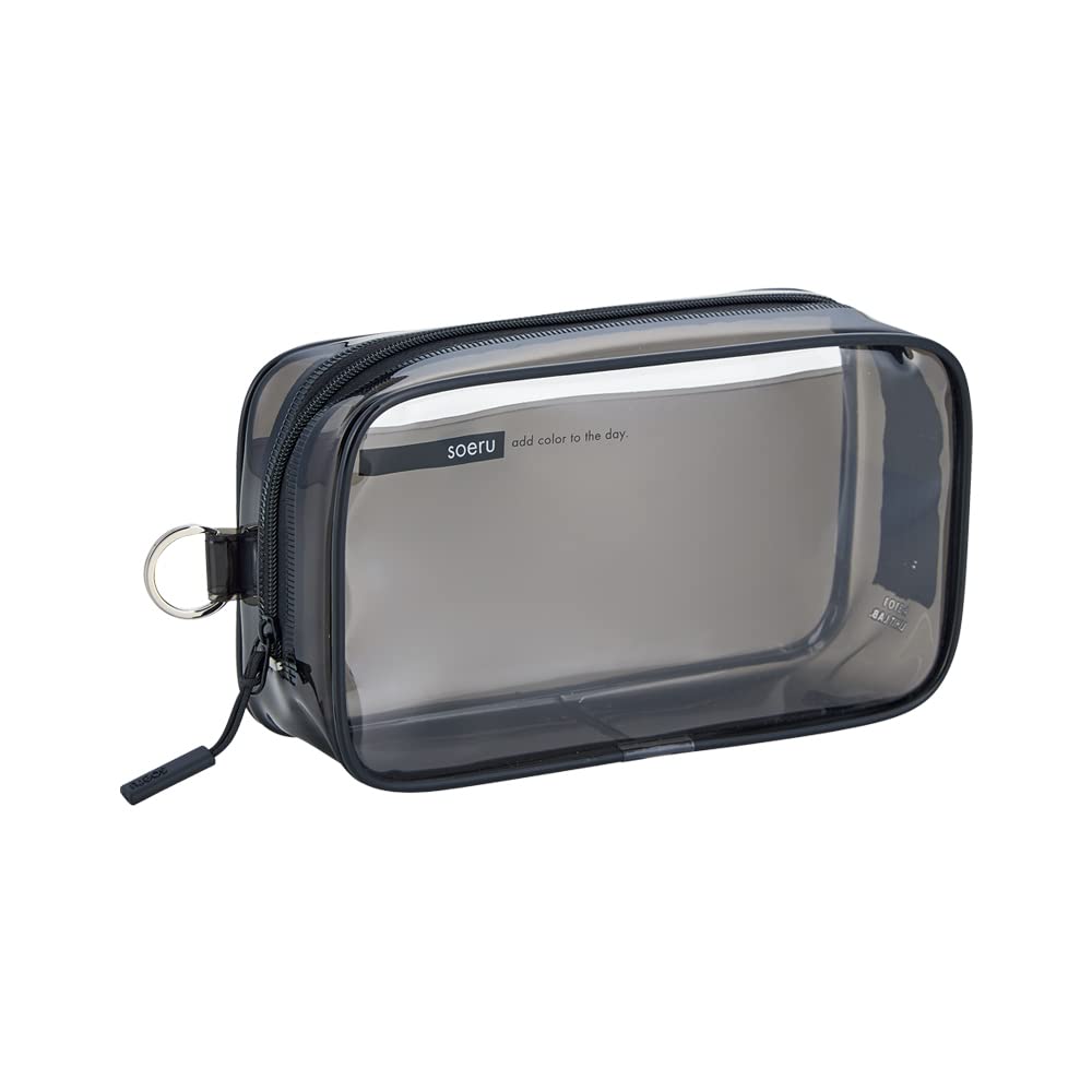Lihit Lab SOERU A8101-24 Transparent Clear Box Pen Case, Large Capacity, Approx. 40 Pens, Smoke