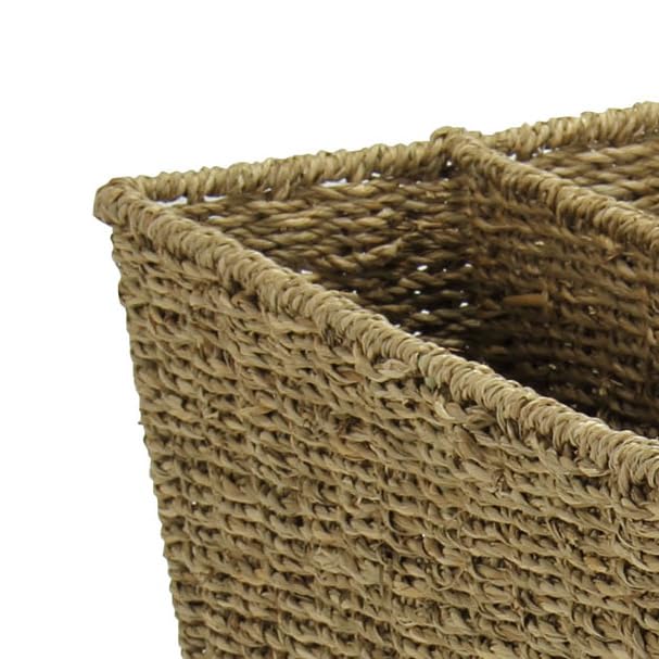 Household Essentials Wicker Magazine Rack, Handwoven Seagrass, Strong Metal Wire Frame, Built-In